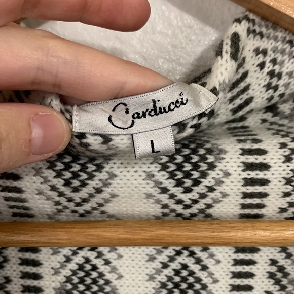 Carducci Grey White Waterfall Open Front Knit Cardigan Size L - Picture 6 of 6